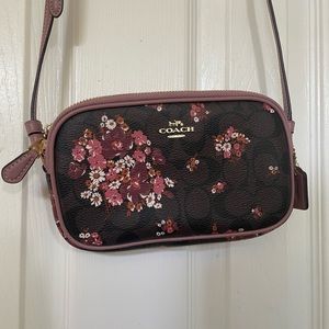Floral Pink and Brown Crossbody Bag